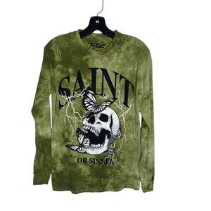 POPULAR POISON MEN'S SAINT OR SINNER TIE DYED LONG SLEEVE TEE SHIRT SZ S